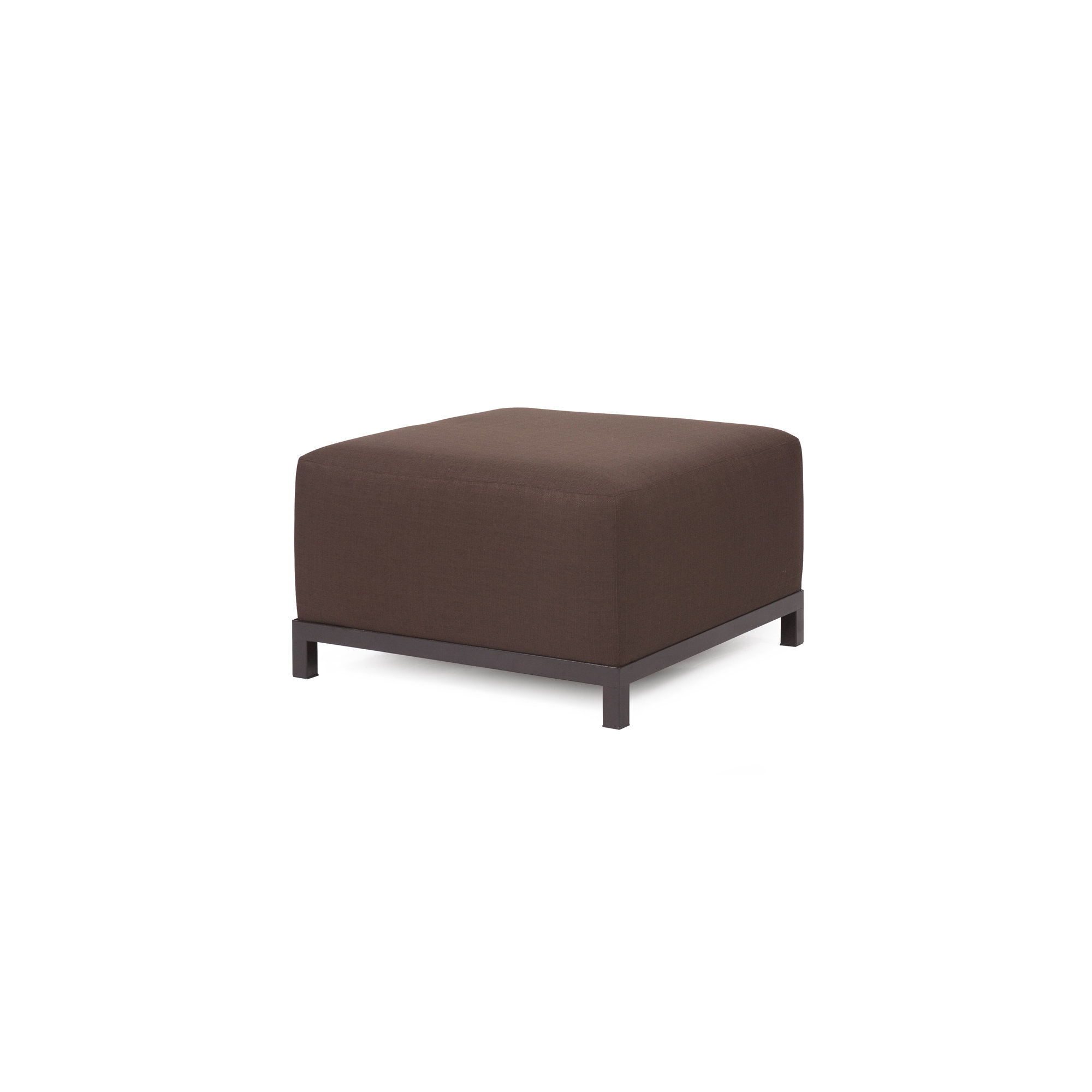 Olen Box Cushion Ottoman Slipcover, Sterling Chocolate Polyester Blend