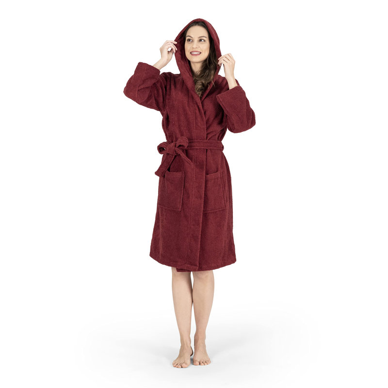 Collection de peignoir unisexe en coton à capuche, L, Rouge