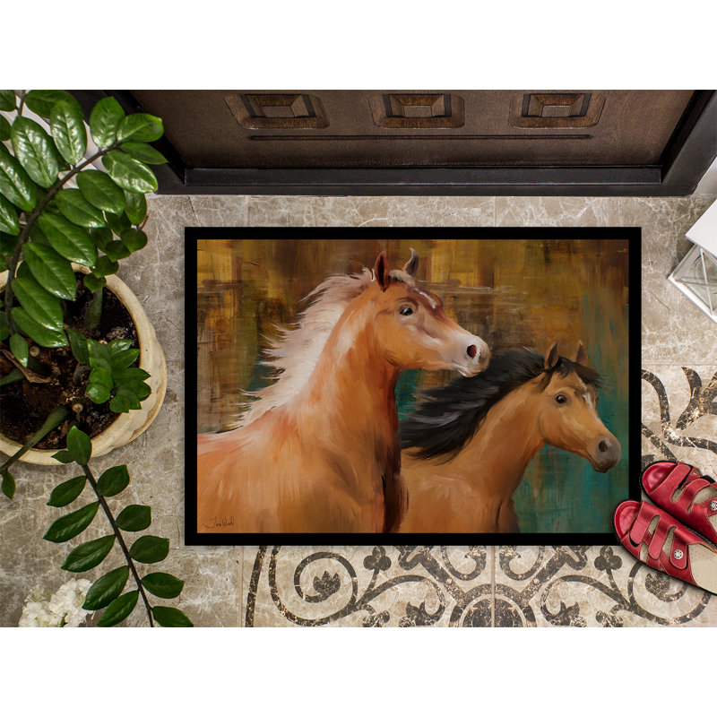 Paillasson d’extérieur antidérapant à cheval duo Wallington, Rectangle 1 pi 6 po x 2 pi 3 po