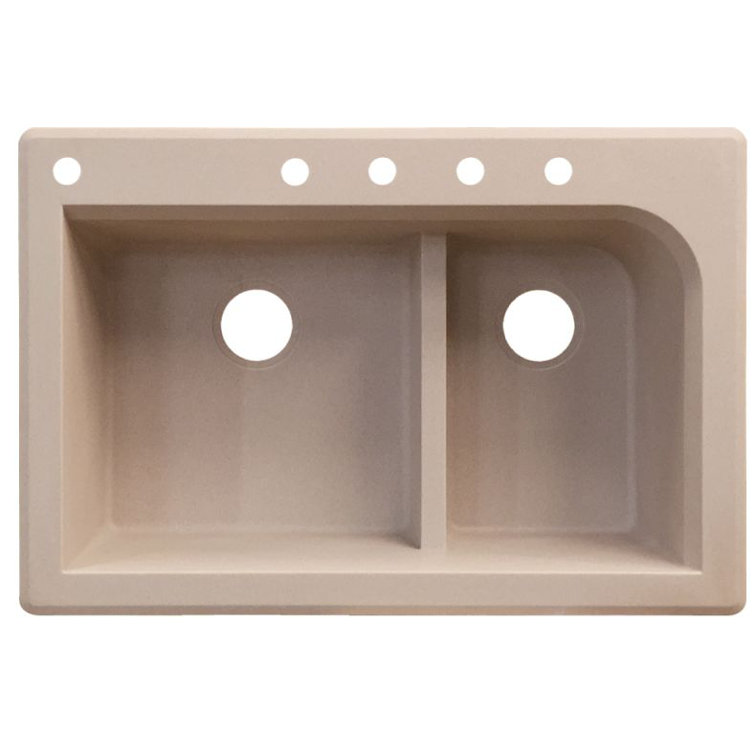 Radius 33'' L Drop-In Double Bowl Granite Kitchen Sink