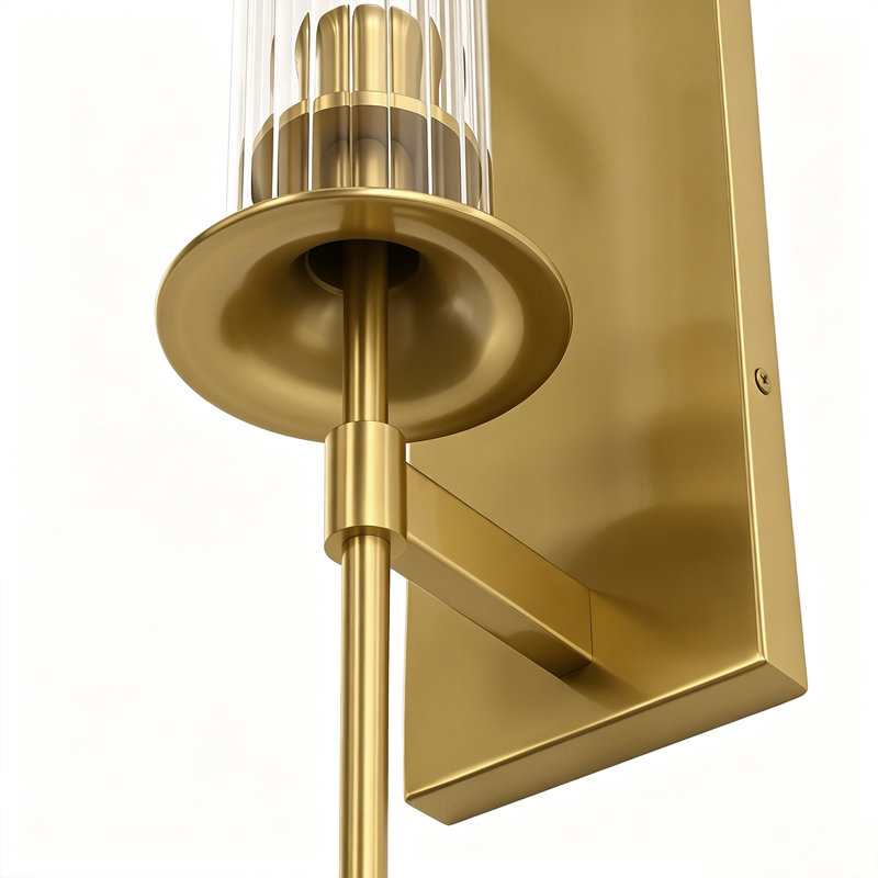 Applique murale articulée 23,7 pouces de style bougie avec abat-jour en verre, Gold