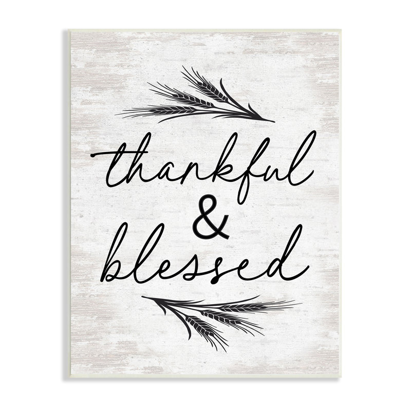«Thankful & Blessed Rustic Wheat Sprig Motif», art mural par lettres et doublures, H 15 po x l 10 po x P 0,5 po