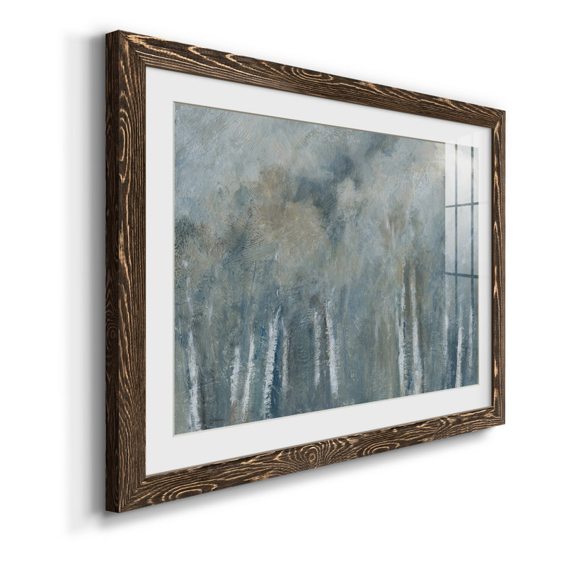 Birch Solitude - peinture encadrée, H 31 po x l 44 po x P 1 po, Cadre noyer
