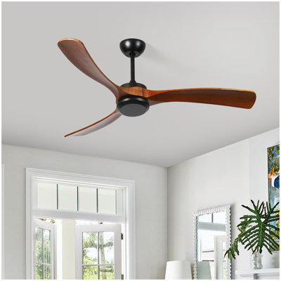 72 Inch wood Ceiling Fan no light with Remote Control, Low Profile Ceiling Fan without Light,Noiseless Reversible DC Motor with Timer