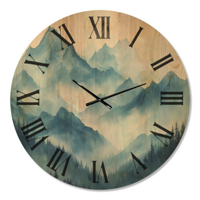 Mountain Wood Wall Clock – Cool Alpine Blue