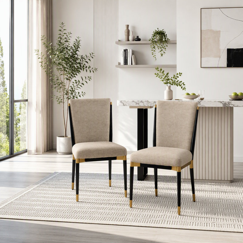 Chaise moderne sans accoudoirs, Noir et brun