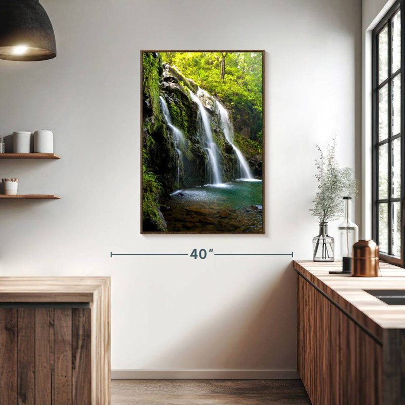 Chutes de Hana, 27" x 40", Floating Frame Walnut