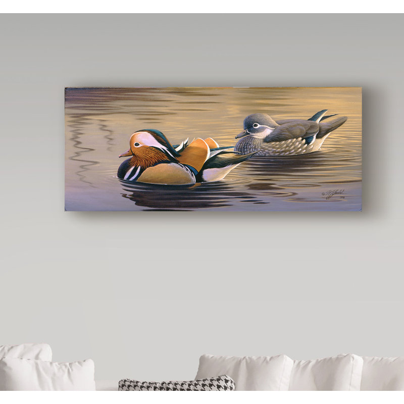 «Mandarin Ducks» de Berrien, impression sur toile tendue, H 10 po x l 24 po x p 2 po