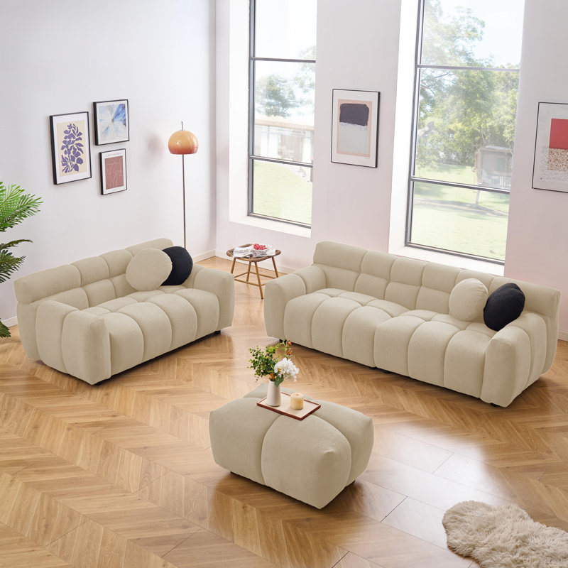 Ensemble de salon 3 pièces Kieayla, Beige