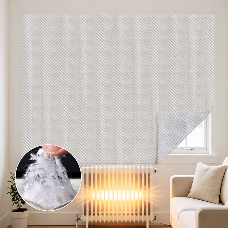 Rideau isolant matelassé à chevrons, 1 panneau, Gris, L 55 po x L 88 po