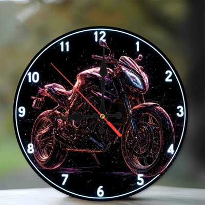 Clock With Glowing Motorcycle