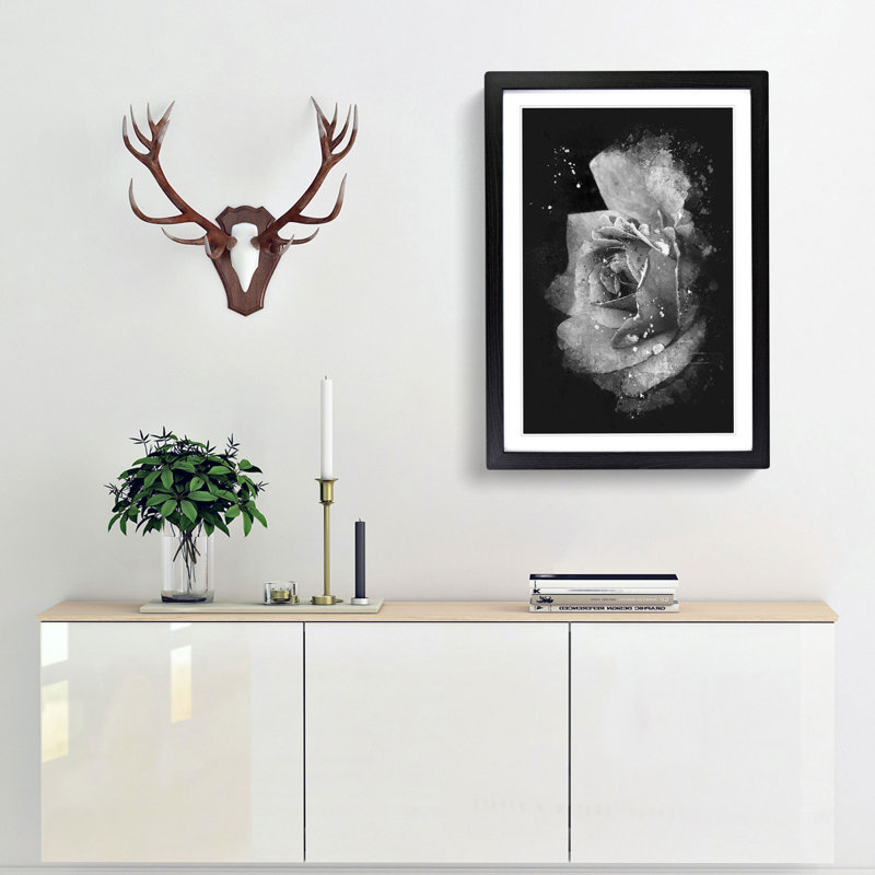 Rose Flower - Picture Frame Graphic Art Print, 33cm H x 24cm W x 2cm D, Black Framed
