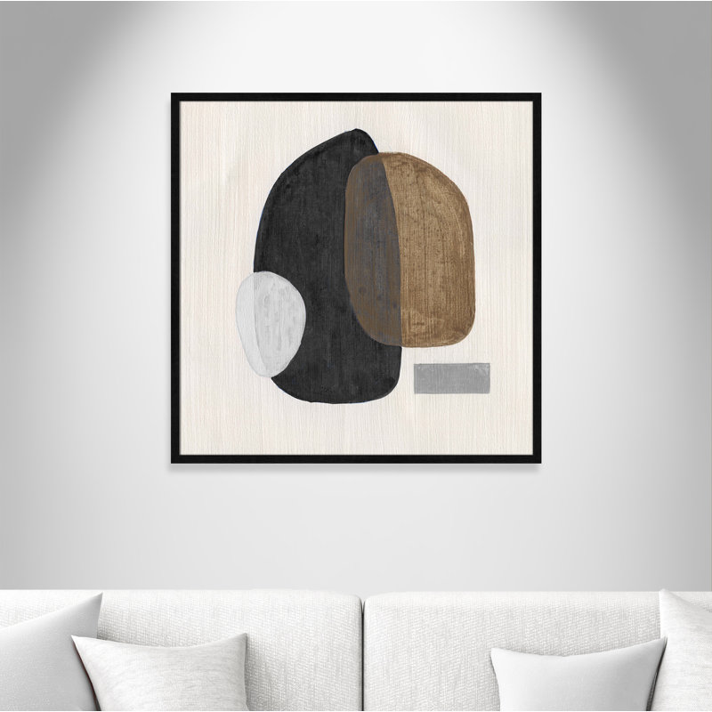 Art mural Inola Neutral Stones III, H 32 po x l 32 po x P 0,75 po, Noir