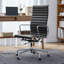 Genuine Leather Conference Chair with Lumbar Support & Adjustable Height, 360° Swivel Executive Office Chair with Aluminium Base