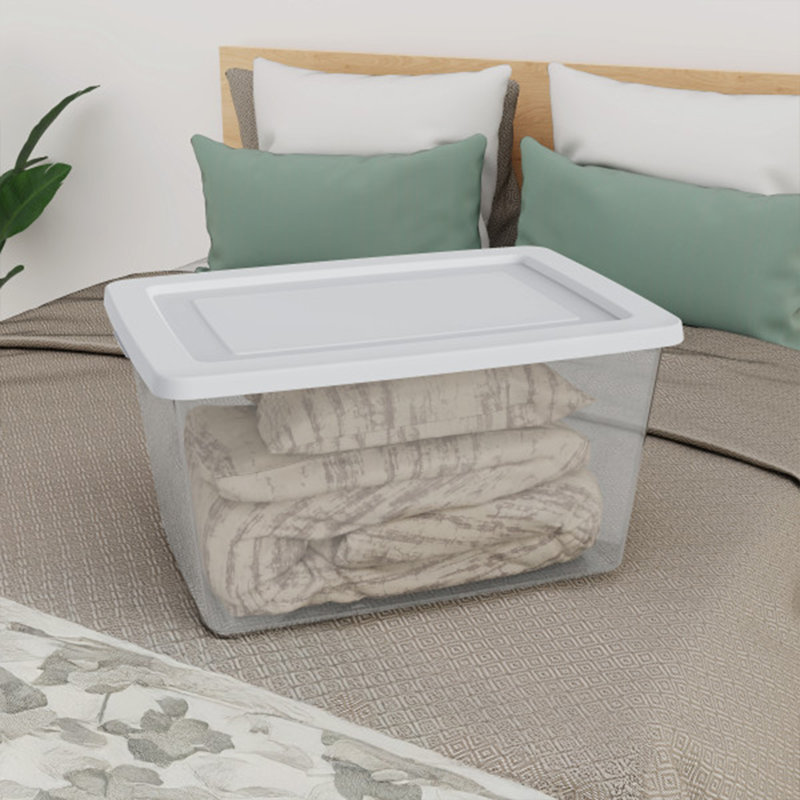 Sterilite 58 Qt Storage Boxes, Clear Plastic Containers w/ Lid, Set of 12, White