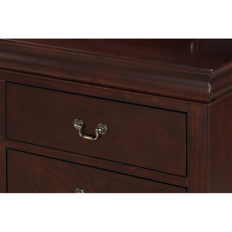 Commode Louis Philip 1 tiroir 6 pièces à finition cerisier en bois massif