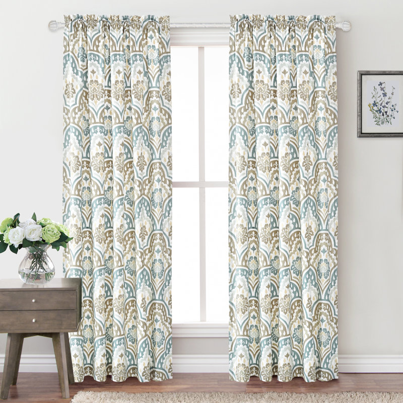 Tivoli Ikat Microfiber Rod Pocket Curtain Panels, 52" W x 96" L