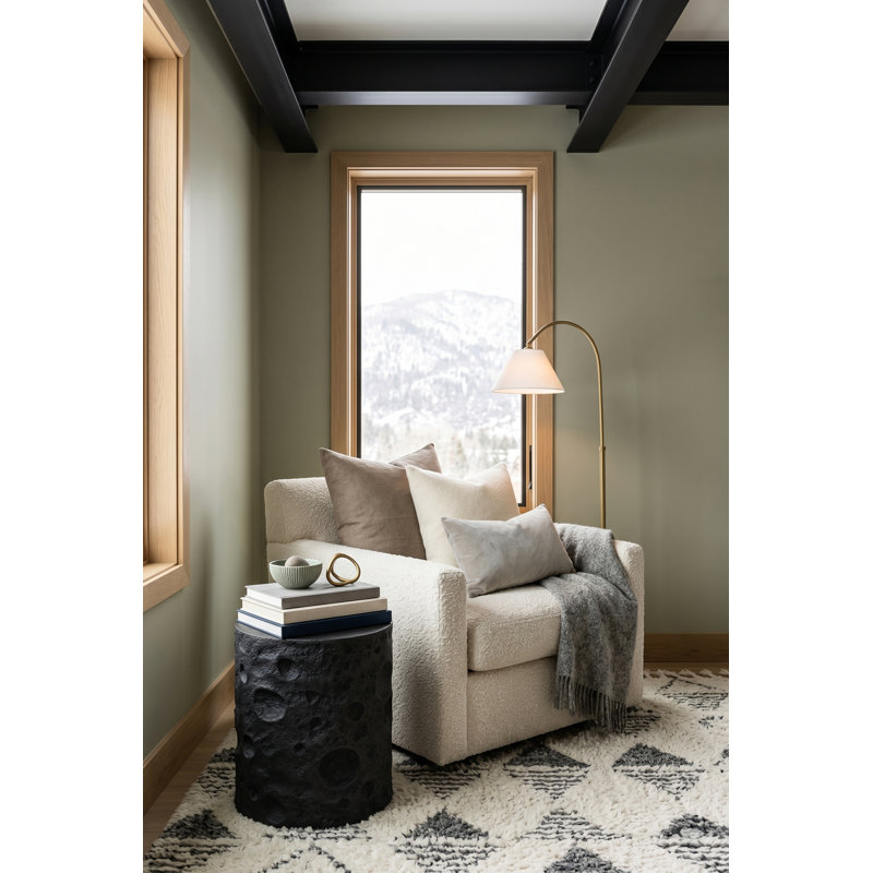 Crater Side Table, Black Stone, Black