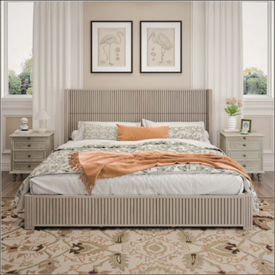 Structure de lit plateforme en bois avec tête de lit, aucun sommier requis, lit sur pied, assemblage facile
