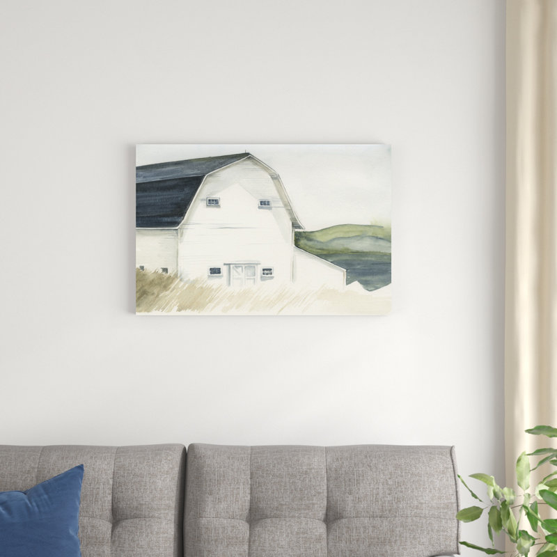 «Watercolor Barn IV» par Jennifer Paxton Parker, reproduction d'art sur toile tendue, H 20 po x l 30 po