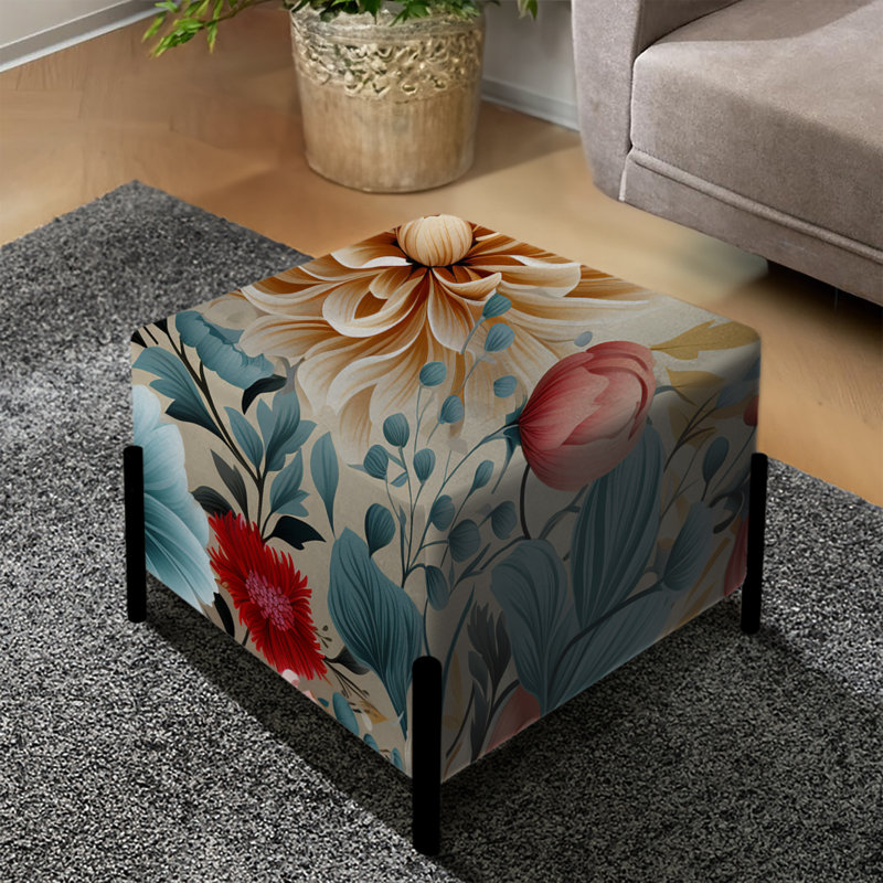 Doux beauté de jardin floral - repose-pieds carré floral