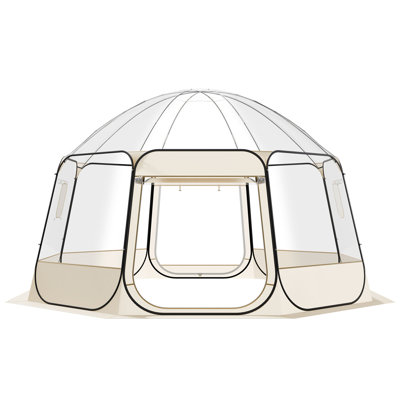 Pop-Up Bubble Tent, 15 x 13.8 ft Waterproof & UV-Resistant, Transparent Outdoor Dome Shelter with Windows, 540° Panoramic View, Spacious Design for 12-15 People in Patio or Backyard