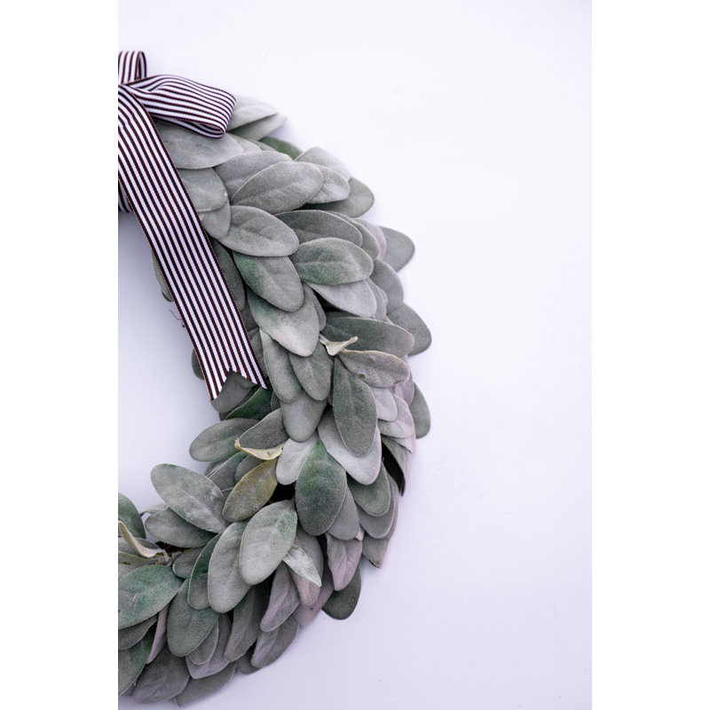 Handcrafted Faux Lambs Ear 17'' Wreath