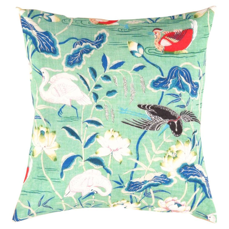 Coussin Turkish, Floral vert clair, H 16 po x l 16 po