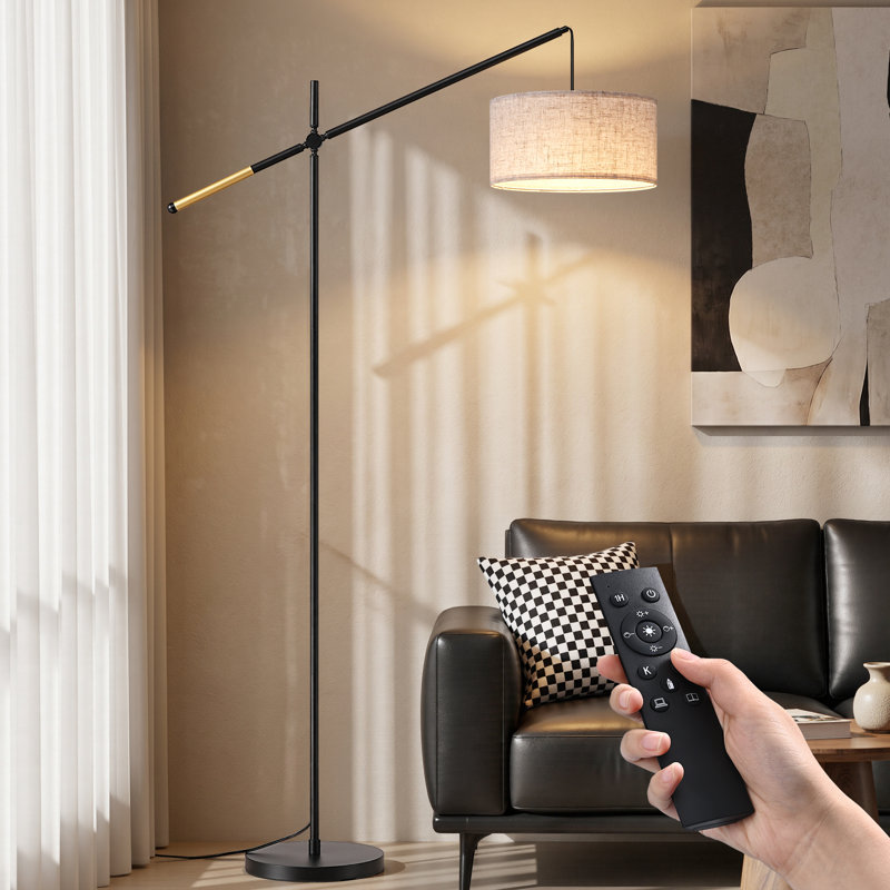 67" Black Swing Arm Floor Lamp