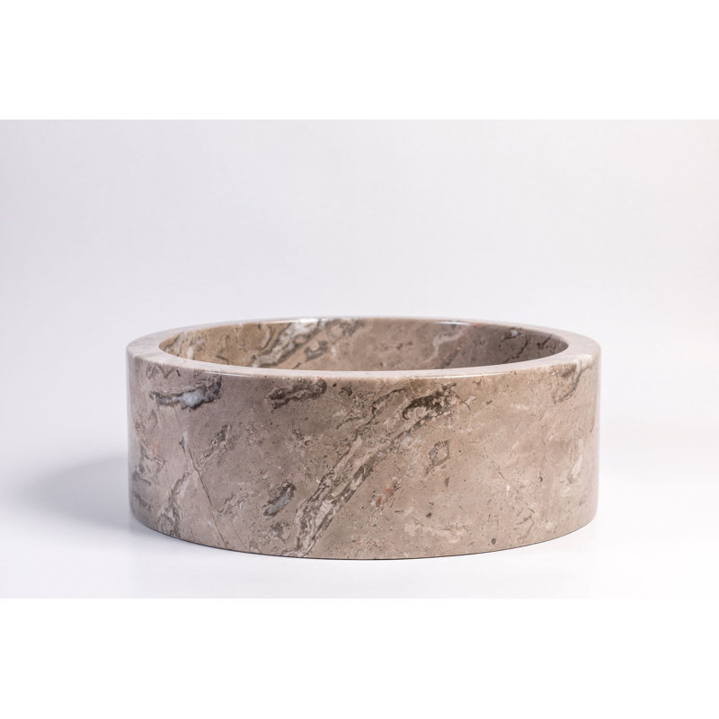 Gray Marble Circular Vessel Bathroom Sink
