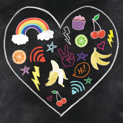 Fun Heart Chalk - Wrapped Canvas Print