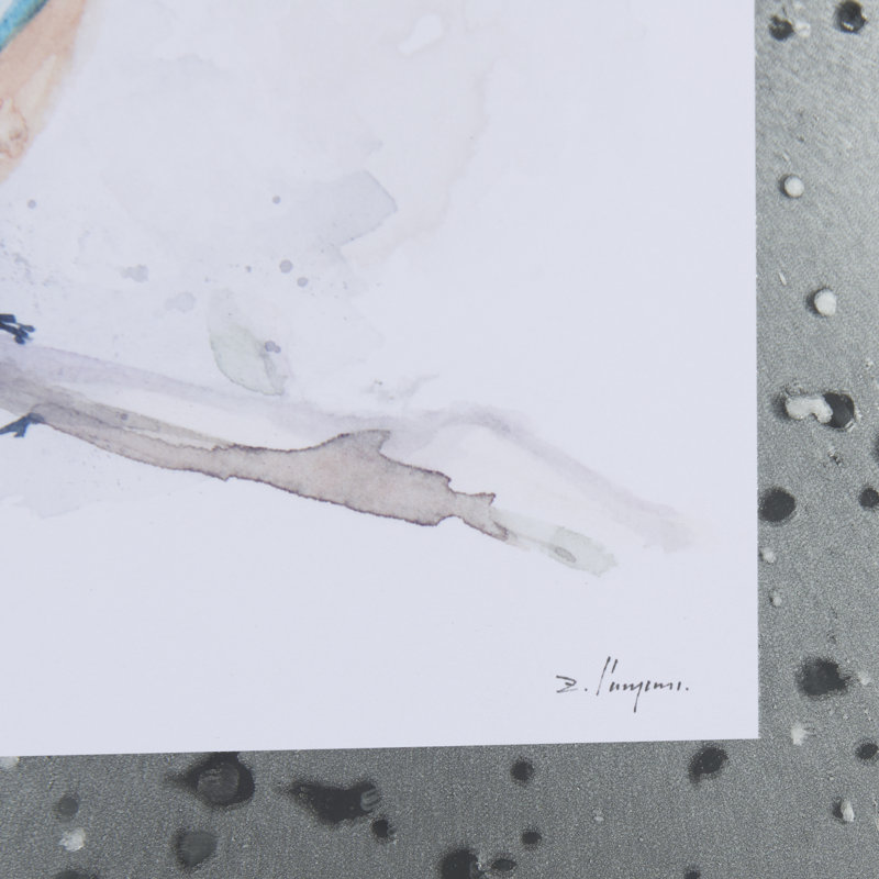 «Cardinal a Hand», reproduction d'art encadrée texturée matte sous verre, Bleu oriental II