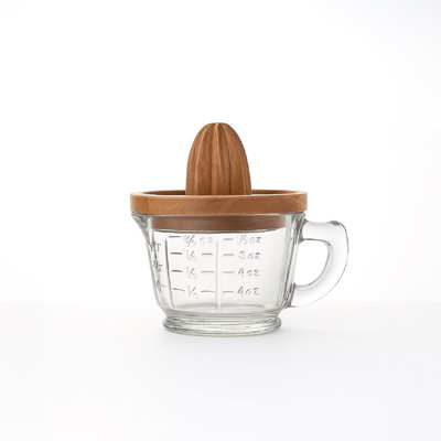 Extracteur de jus en bois avec tasse en verre