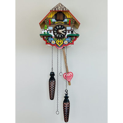  Chalet Style German Quartz Cuckoo Clock with Flowers