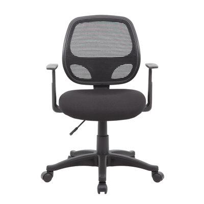 Maya Rolling Office Chair With T-Arms, Black Mesh, Foam Padding