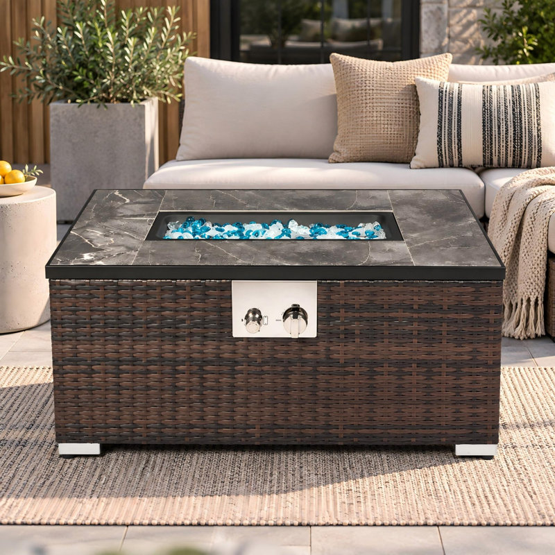 Table de foyer au propane de 32 pouces et 50 000 BTU avec couvercle et housse de protection
