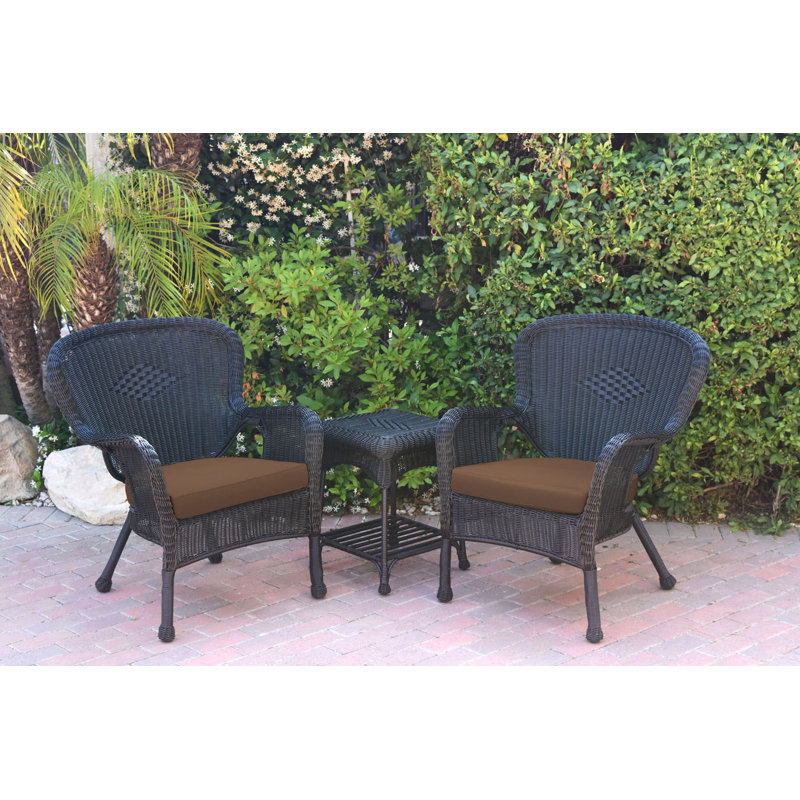 Batchelder 2 - Person Patio Conversation Set with Cushions, Brown, Black