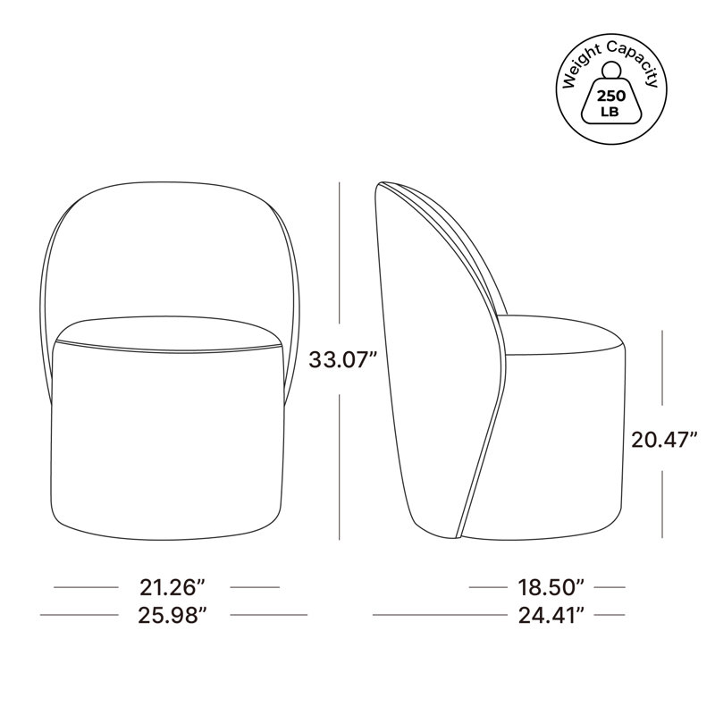 Chaise d'appoint rembourrée avec roulettes Lola (ensemble de 2), Silex Effie