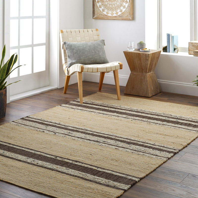 Striped Indoor Rug, Rectangle 6' x 9', Khaki