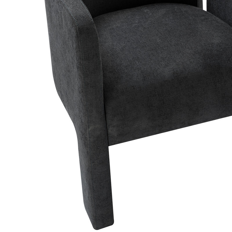 Chaise avec accoudoirs à dossier bas Braien, Gris anthracite