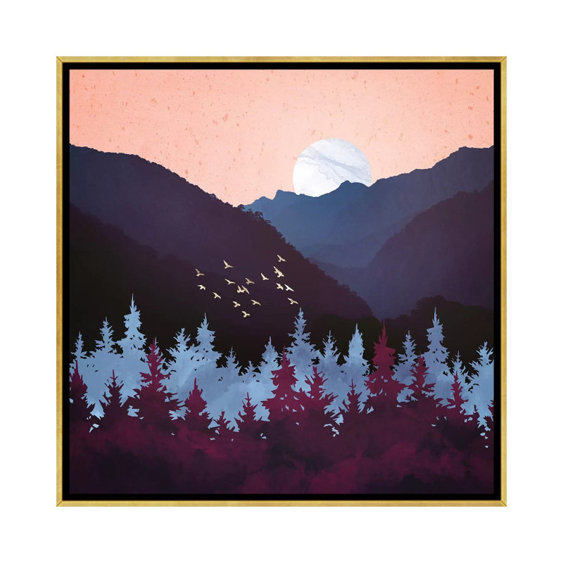 Mulberry Dusk - impression d'art graphique, Aucun mat, H 18 po x l 18 po x 1,5 po, Toile encadrée d'or