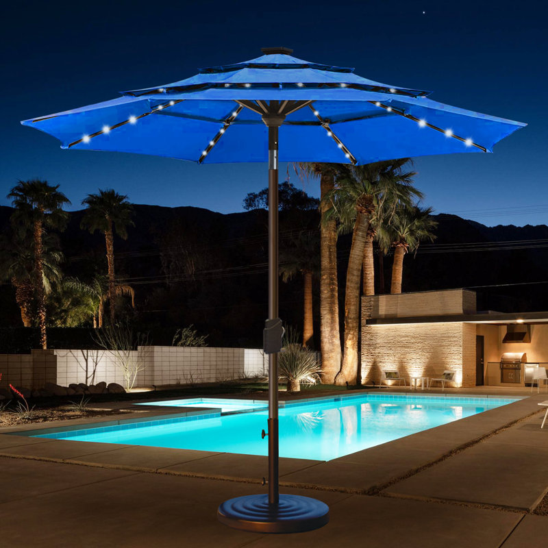 Parasol lumineux 9 pi Keensburg, Bleu