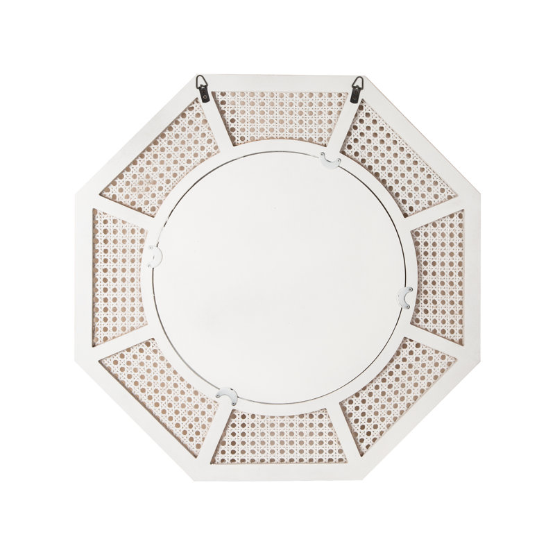 60x60CM Wall Mirror Octagonal Rattan Woven Wooden Frame Accent Mirror
