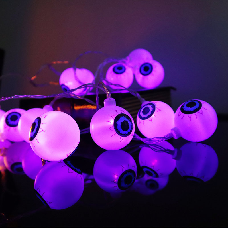 Guirlande de 30 lumières Sppoky Eyeball, Mauve