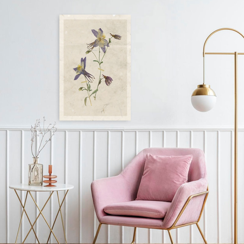 Art mural fleur pressé Columbine II, H 24 po x l 16 po