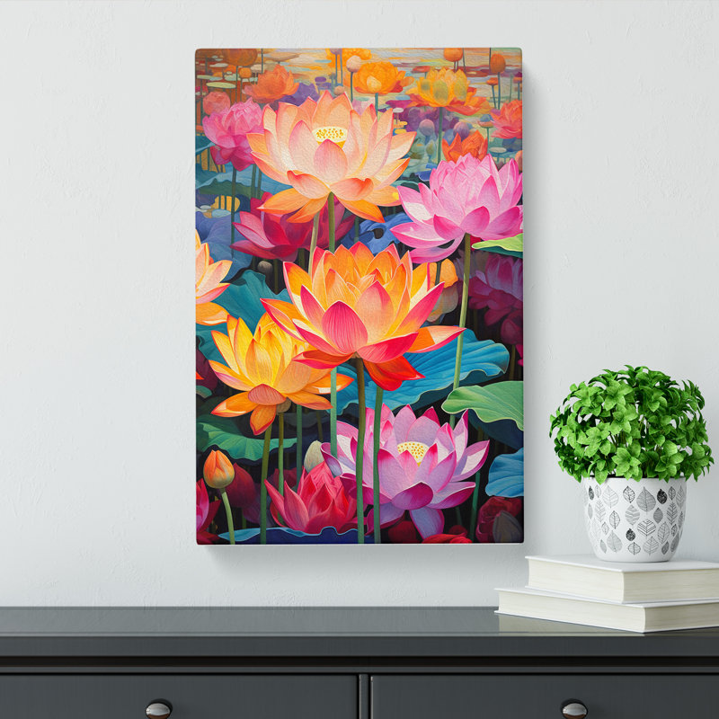 Lotus Flower Colour Field - Wrapped Canvas, 50cm H x 35cm W x 3cm D