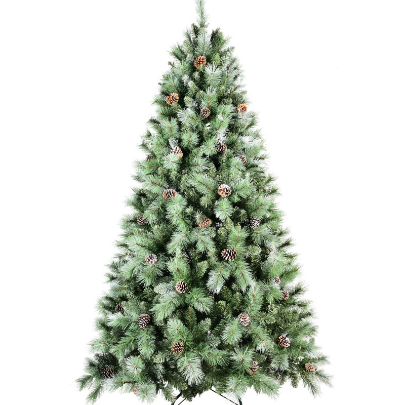 Arbre de Noël de 90 pouces de haut, 92 branches de pin, 1588 et aiguilles à branches dures, branches à charnières pour un assemblage facile, base en métal robuste, largeur de 56,16 po, arbre de vacances de poids de 36,97 lb avec des pointes d'aiguille,