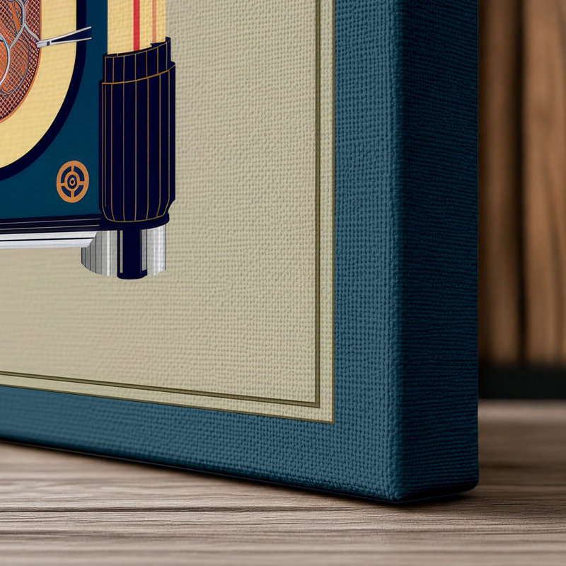 Jukebox Art Deco - Wrapped Canvas, 36x24 - 91.4 x 61.0 cm, Teal Border