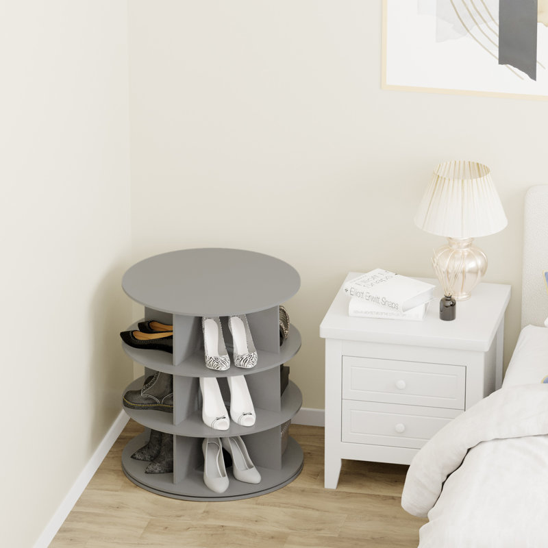 3-Tier Rotating Shoe Rack Tower, 360° Spinning Lazy Susan Shoe Display, Revolving Round Carousel, Vertical Shoe & Handbag Closet Storage Organizer