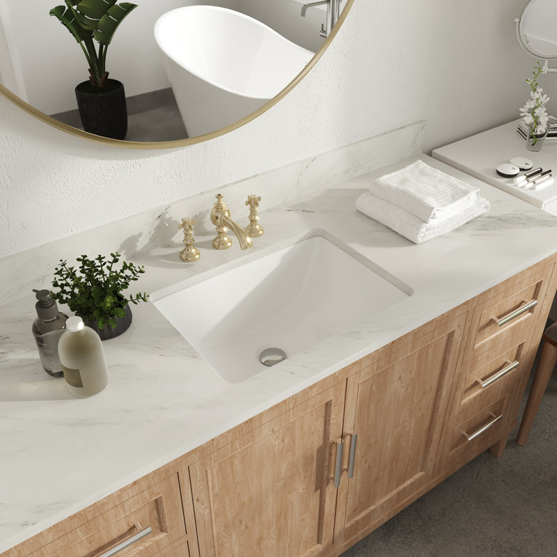 DeerValley Ursa 18" X 13" Rectangular Vitreous China Undermount Bathroom Sink with Overflow, White